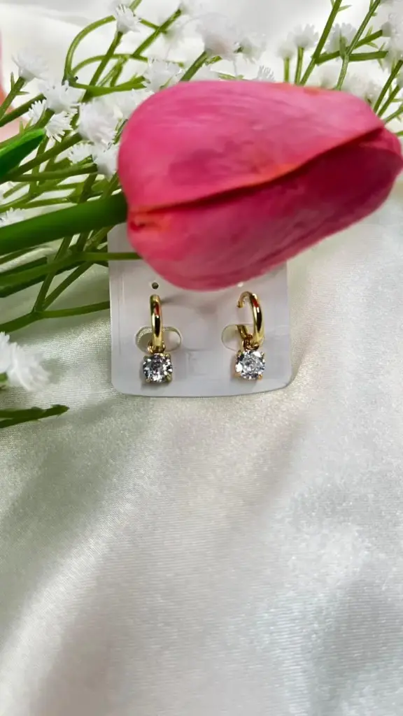White Stone ball Earring